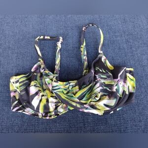 Fantasie Palm Valley Bikini Top Black Green Size 36DD Full Cup Wrap Front 6760